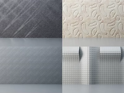 Textured Wall Decor With Various Patterns Including Wavy Grid And Smooth Surfaces 3d model