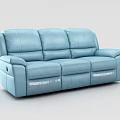 Stylish Blue Leather 3 Piece Sofa Set With Comfortable Seating And Modern Design 3d model