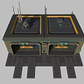 Armored Weapons Parked In Dual Bay Military Depot With Top Antennas And Equipment