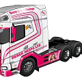 Fisher Brothers Red White Heavy Duty Truck With Stylish Graphics Driving On Road