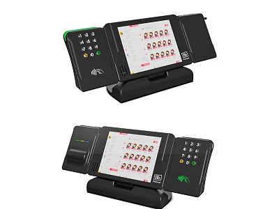 Business POS Equipment With Touch Screen Display Keypad And Stand For Transaction Processing 3d model