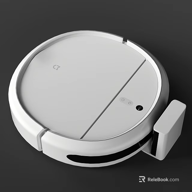 White Robot Vacuum Cleaner With Charging Dock For Daily Home Cleaning Appliance 3d model 