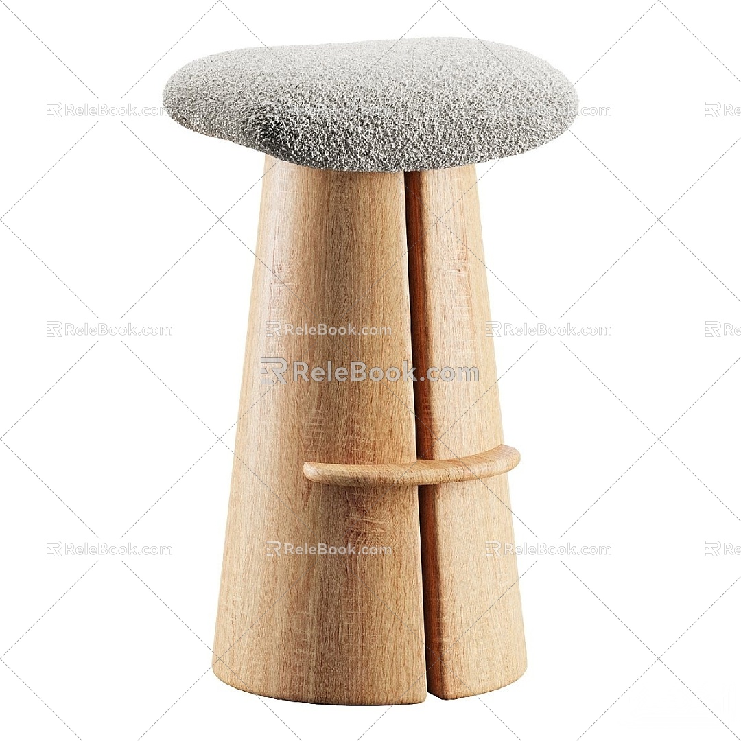 Modern Fabric Bar Stool High Stool Bar Chair Stool Round Stool 3d model