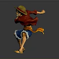 Anime Character Action Figure With Straw Hat Red Shirt Blue Shorts In Fighting Pose