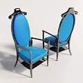Modern Dining Chairs With Blue Cushion Backrest And Black Frame Design