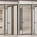 Contemporary Swing Doors Featuring Various Glass Textures And Metal Frames 3d model