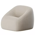 Beige Fabric Single Seater Sofa With Modern Rounded Comfortable Design 3d model