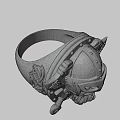 Golden Viking Helmet Decoration With Bearded Face And Ornate Patterns On Dark Background
