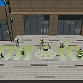 Outdoor Panda Themed Building With Large Billboards Sculptures And Bamboo