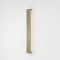 Sleek Elongated Wall Lamp With Vertical Stripes On White Background Wall