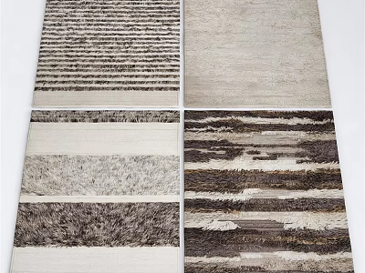Square Rugs With Modern Textured Patterns In Neutral Gray Brown White Tones For Home Decor 3d model