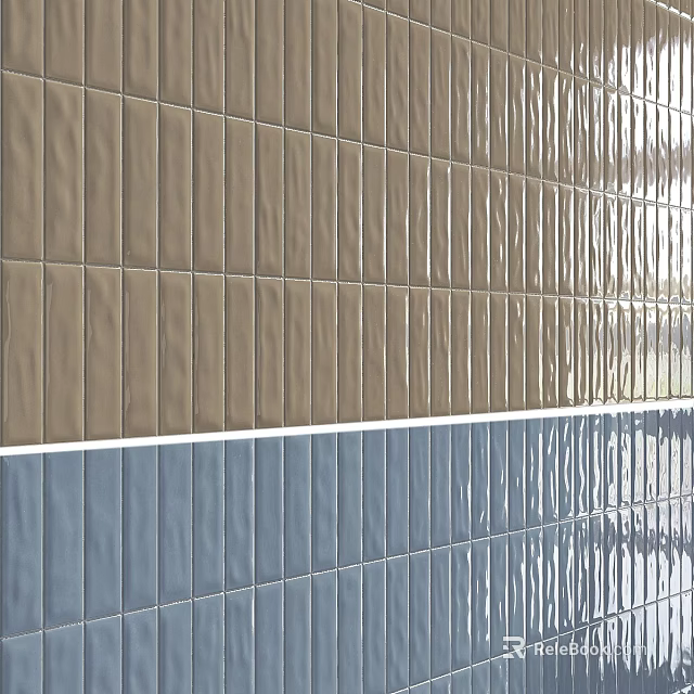 Brown And Blue Vertical Wall Tile Components With Glossy Surface Finish 3d model 