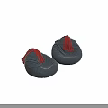 Two Blue Bean Bag Chairs With Red Scarves On Marble Floor And Light Wall