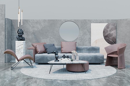 Modern Sofa Coffee Table Combination Fabric Sofa Combination 3d model