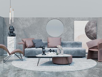 Modern Sofa Coffee Table Combination Fabric Sofa Combination 3d model