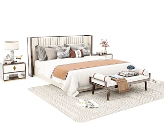 New Chinese Double Bed 3d model