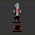 Red Metallic Microscope Industrial Equipment With Precision Lenses And Stable Base