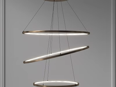 Elegant Modern Circular Chandelier With Hanging Rings And LED Lighting Design 3d model