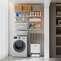 Balcony Cabinet With Washing Machine Storage Shelves And Cleaning Supplies