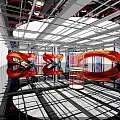Modern Bar Interior With Colorful Neon Lights Mirrored Floors And Arched Decorations