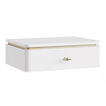 White Nightstand with Single Drawer and Gold Handle Modern Minimalist Design