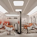 Bright Modern Minimalist Beauty Hair Salon Interior Design With Stylish Comfortable Chairs And Illuminated Mirrors