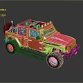 Red Off-Road Vehicle With Roof Rack LED Lights And Large Tires Design