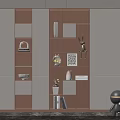 Modern Elegant Bookcase Design With Open Shelves Metal Accents And Decorative Items
