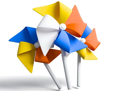 Colorful Pinwheel Decorative Ornament Set With Vibrant Design For Home Decor 3d model