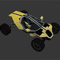 Yellow Modern Geometric Off Road Concept Vehicle With Open Cabin And Black Wheels