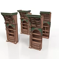 Traditional Style Wooden Cabinets With Brown Green Finish Drawers And Shelves