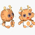 Cute Orange Horned Plush Dolls With Big Eyes White Bellies And Golden Collars