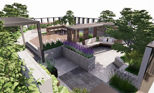 Roof Garden Modern Garden 3d model