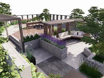 Roof Garden Modern Garden 3d model