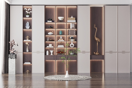 New Chinese Style Bookcase Tea Room Cabinet Display Cabinet Book Decoration Adult Display Cabinet 3d model