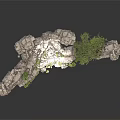 Modern Landscape Rock Structure Design With Green Plants And Natural Moss Decor