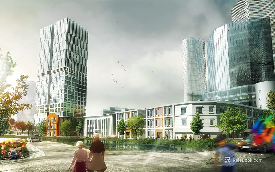Urban Building Complex With Sauna And Shower 3d model 