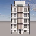 Modern Multi Storey Building Featuring White Exterior Brown Vertical Stripes Windows And Balconies