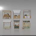 Commercial Retail Stalls Equipment for Food Beverage Display with Shelves and Canopies