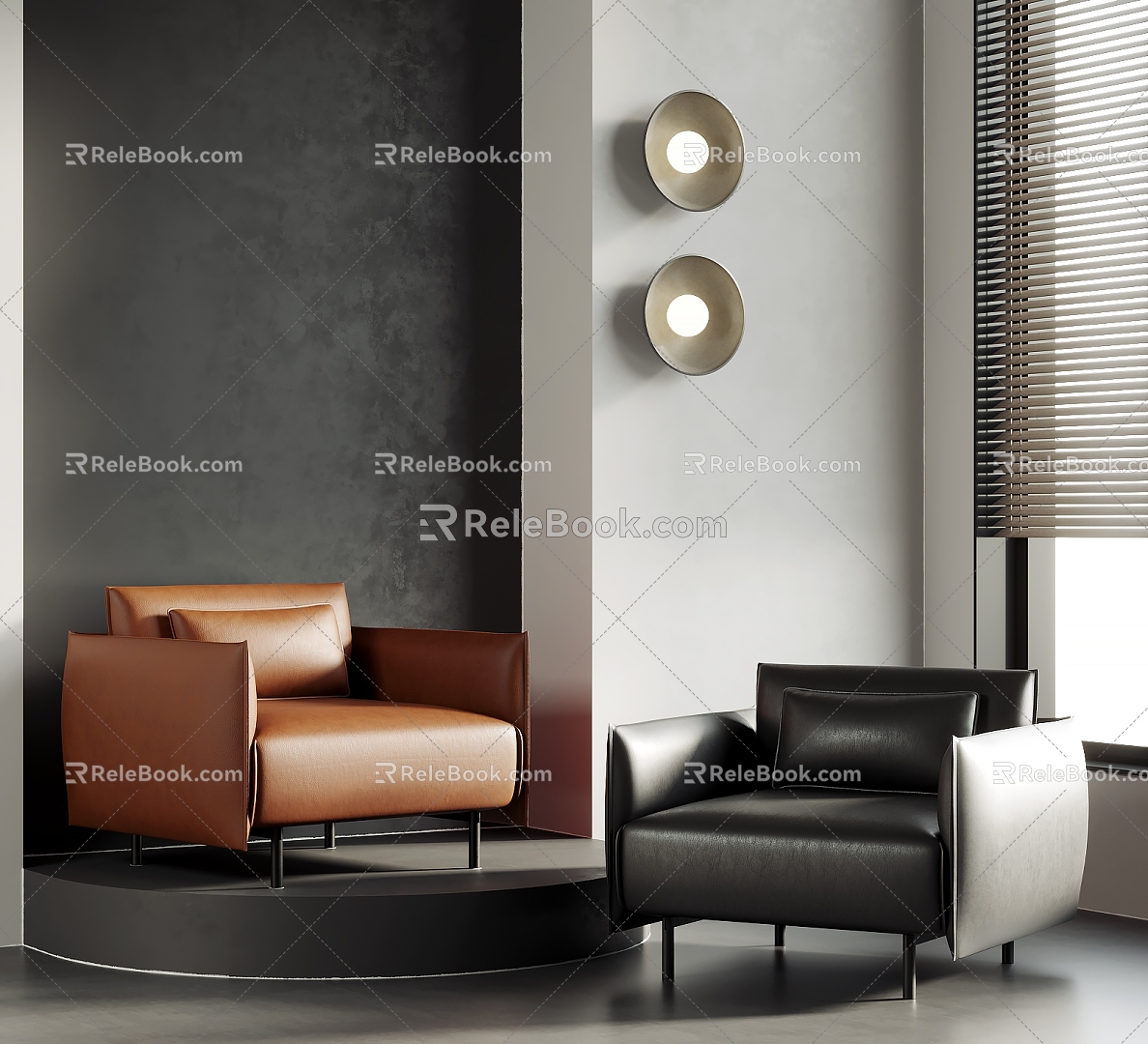 Modern Leather Single Sofa Leather Sofa 3d model