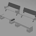 Stone Benches with Different Designs and Sturdy Base Structures for Outdoor Areas 3d model