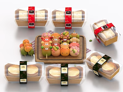 Assorted Traditional Pastries And Creative Desserts In Packaging And 3d model Assorted Traditional Pastries And Creative Desserts In Packaging And 3d model