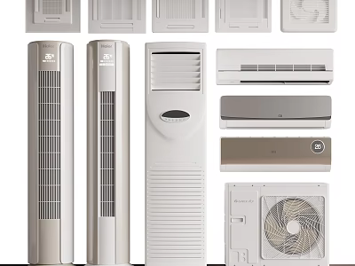 Various Types of Air Conditioners and Fans Including Tower Wall Mounted Window Units 3d model