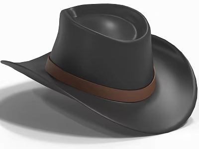 Black Cowboy Hat With Brown Band Classic Western Fashion Accessory 3d model