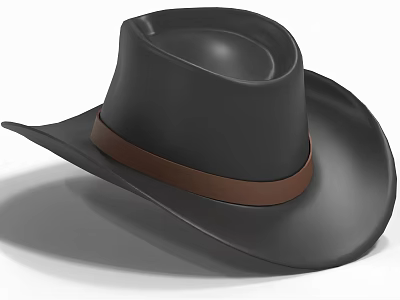 Black Cowboy Hat With Brown Band Classic Western Fashion Accessory 3d model