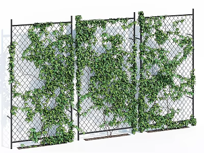 Decorative Ornament Set With Iron Grid Panels And Green Ivy Vines 3d model