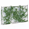 Decorative Ornament Set With Iron Grid Panels And Green Ivy Vines