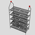 Metal Shoe Rack With Multiple Layers Open Design And Red Top Accents