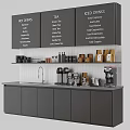 Café Bar Interior With Menu Board Hot Drinks Tea Iced Drinks Coffee Machines And Cabinets