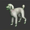 White Poodle Dog Standing With Pink Collar On Dark Background With Reflection 3d model